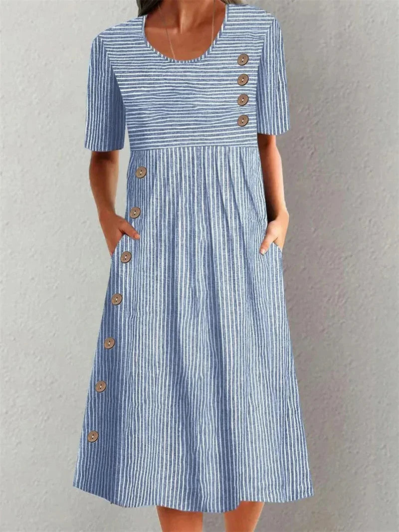 Sofia™ | Vestido de Verão Listrado