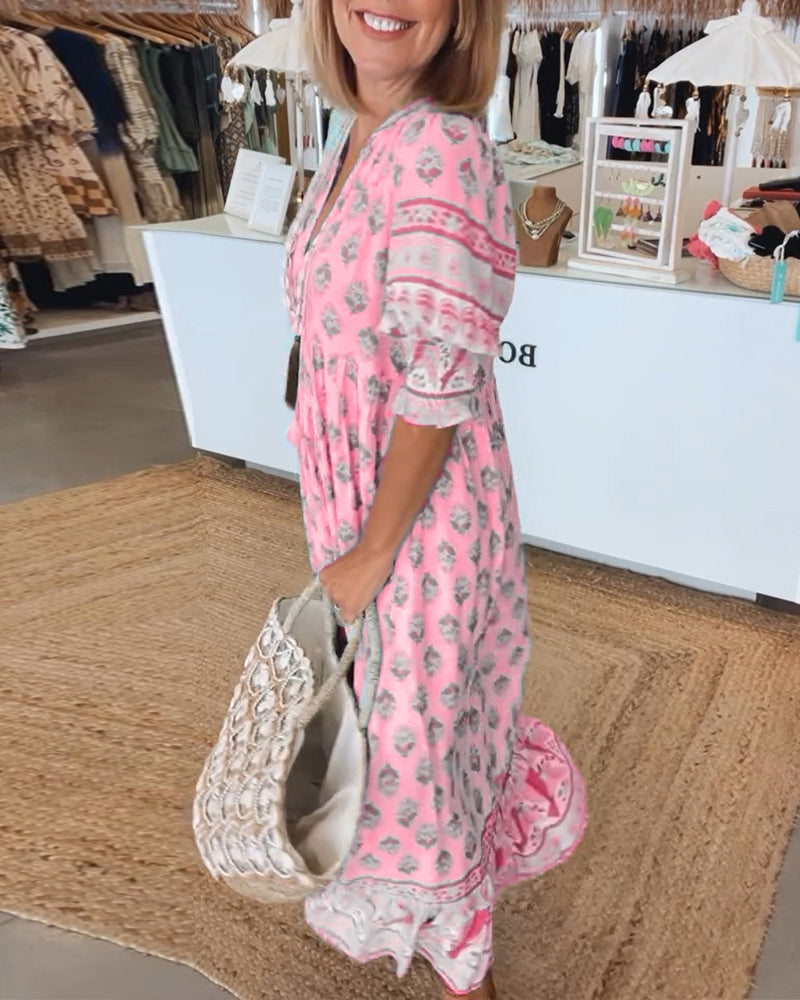 Peyton – Vestido Boêmio de Manga Longa com Lanternas