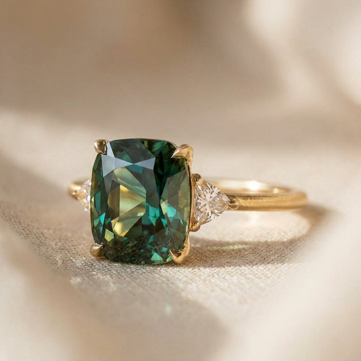 Anel com Pedra Verde Inspirado em Vintage